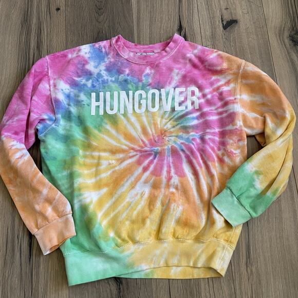 Hungover Barstool Sports Pink Tie Dye Logo Pullover Crew Neck Sweatshirt Medium - Picture 1 of 9